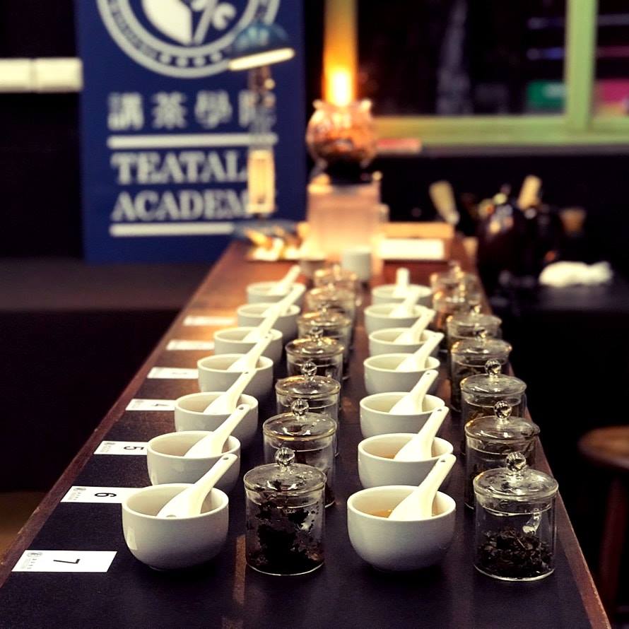 學員在課堂上進行茶葉品評的桌面